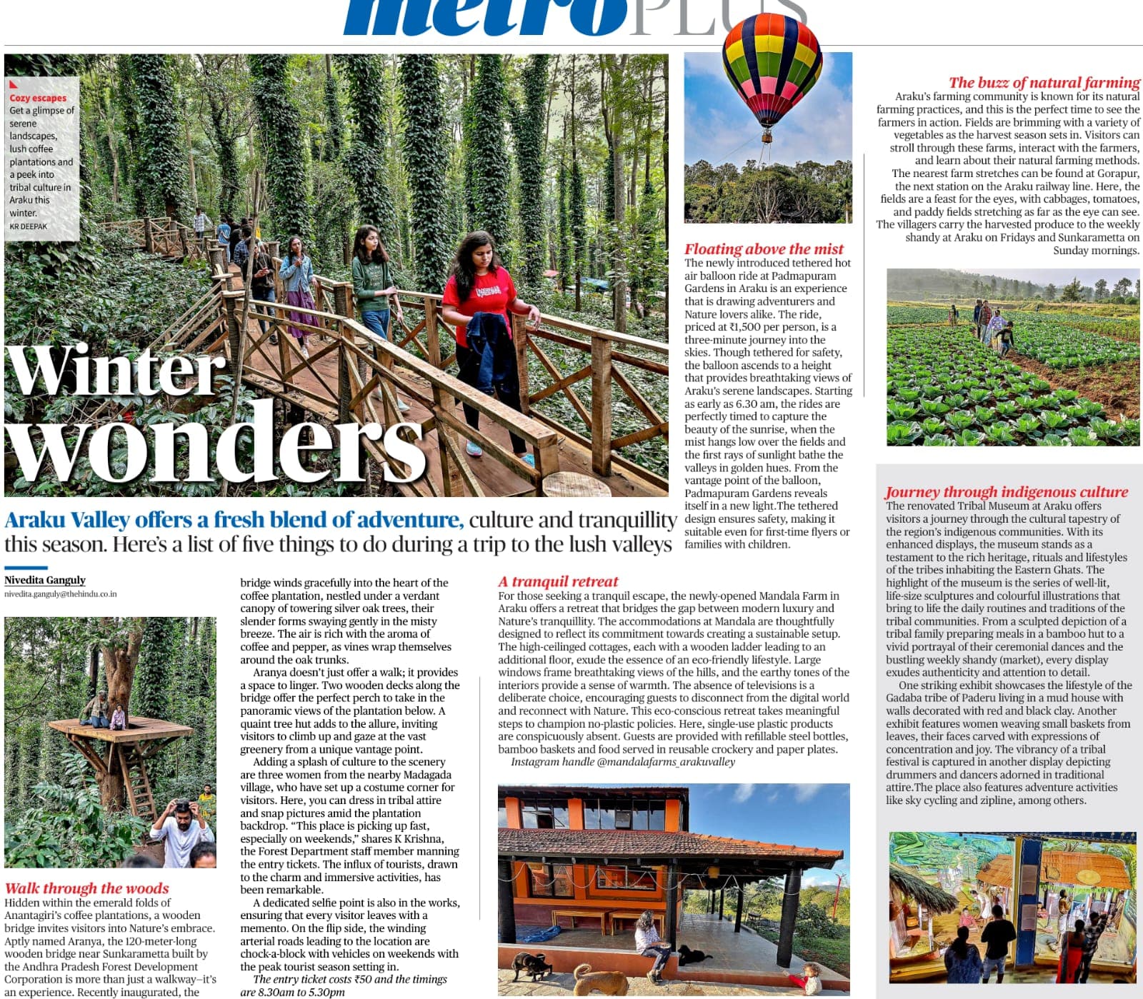 Metro Plus article featuring Araku Valley